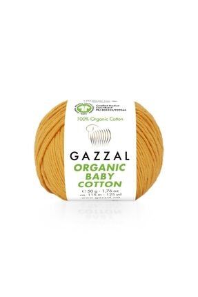 (5 Adet) Organic Baby Cotton %100 Pamuk El Örgü Ipliği 5x50 Gr 418-bal Kabağı GAZ0001