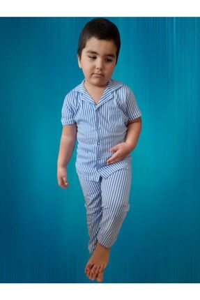 Erkek Çocuk Mavi Çizgili Pijama Takımı beka001
