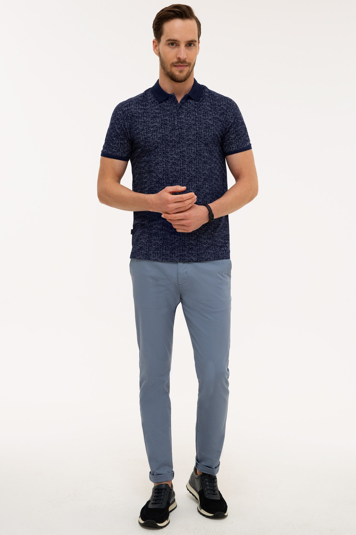 تیشرت مردانه آبی سرمه ای پیرکاردین | G021GL011.000.1006923.VR033 اورجینال - تصویر 4