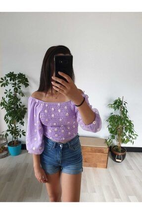 elizar moda mavi papatya nakisli