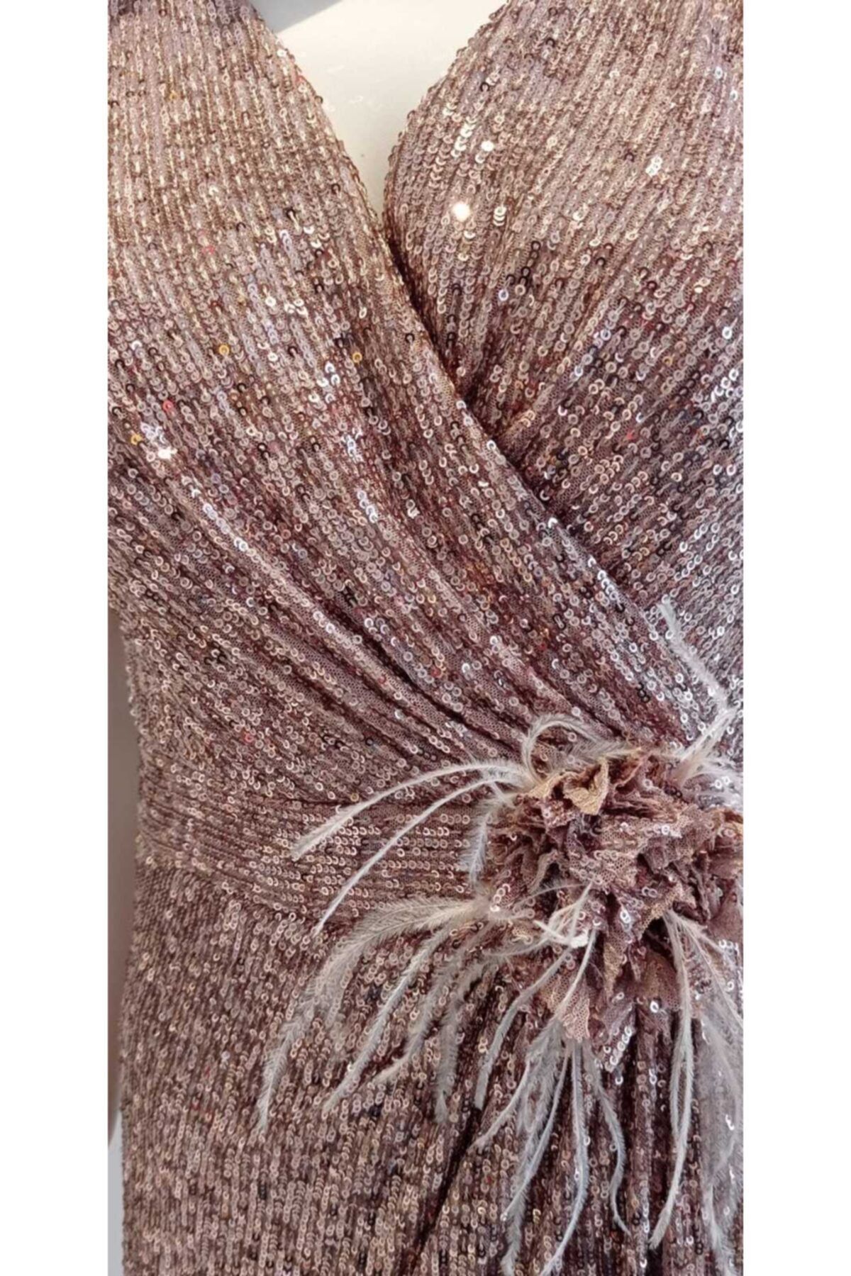 Sayg n Double Breasted Cut Sequined Evening Dress Trendyol