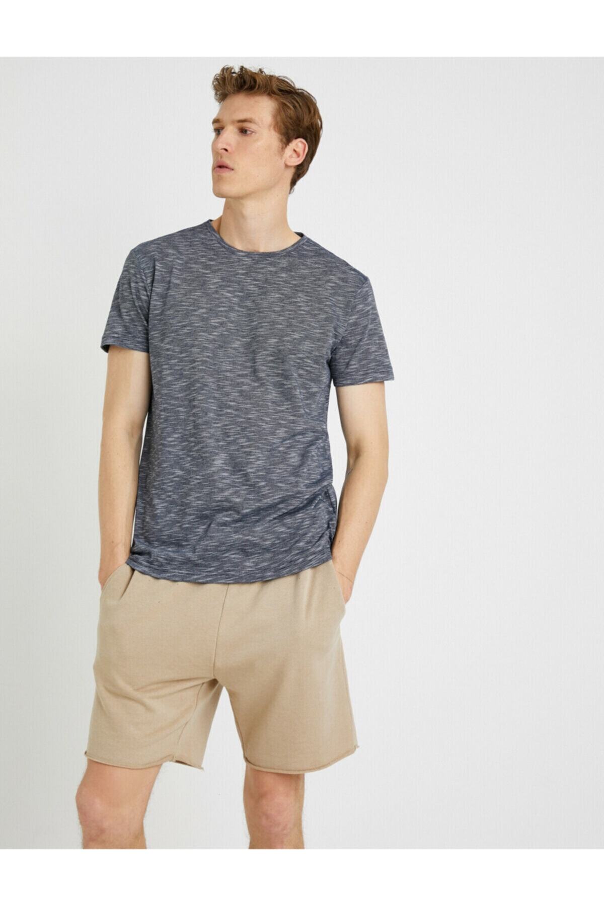 تیشرت مردانه خاکستری کوتون | 1YAM12021LK اورجینال - تصویر 2