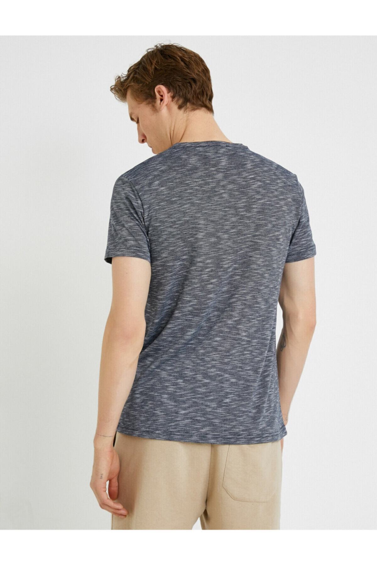 تیشرت مردانه خاکستری کوتون | 1YAM12021LK اورجینال - تصویر 4