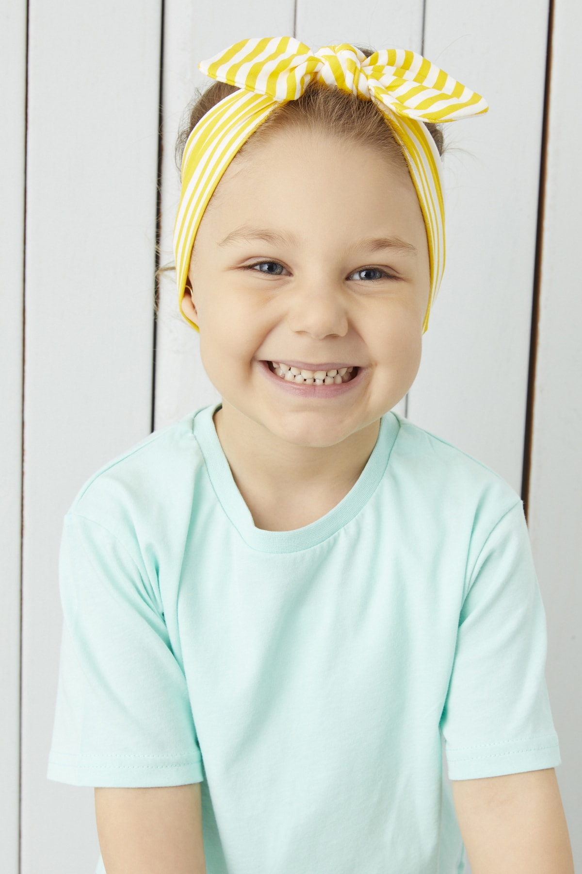 Babygiz Kız Bebek Sarı Beyaz Çizgili Bandana fotoğrafı 3 (önizleme)