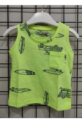 Erkek Bebek Neon Yeşil Askılı T-Shirt 1266