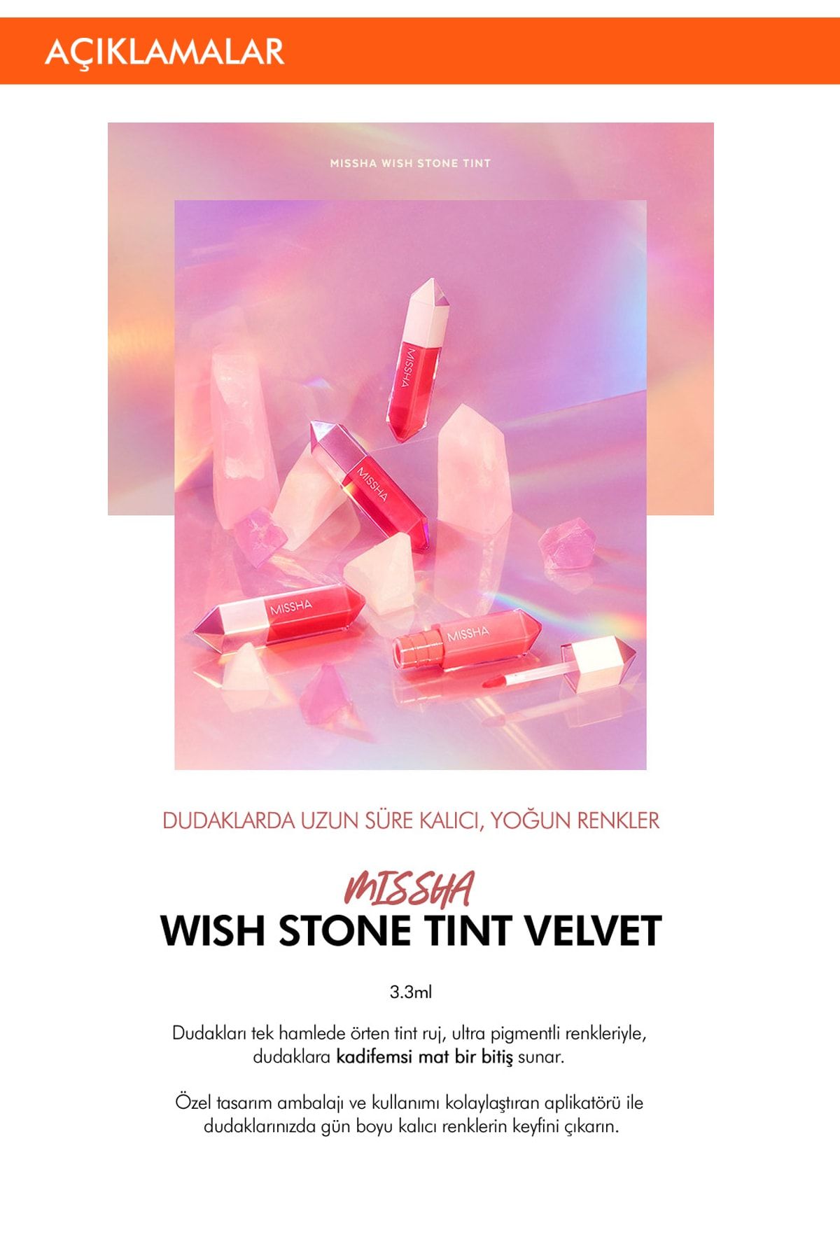 uzun sure kalici kadife dokulu tint wish stone tint velvet rd02