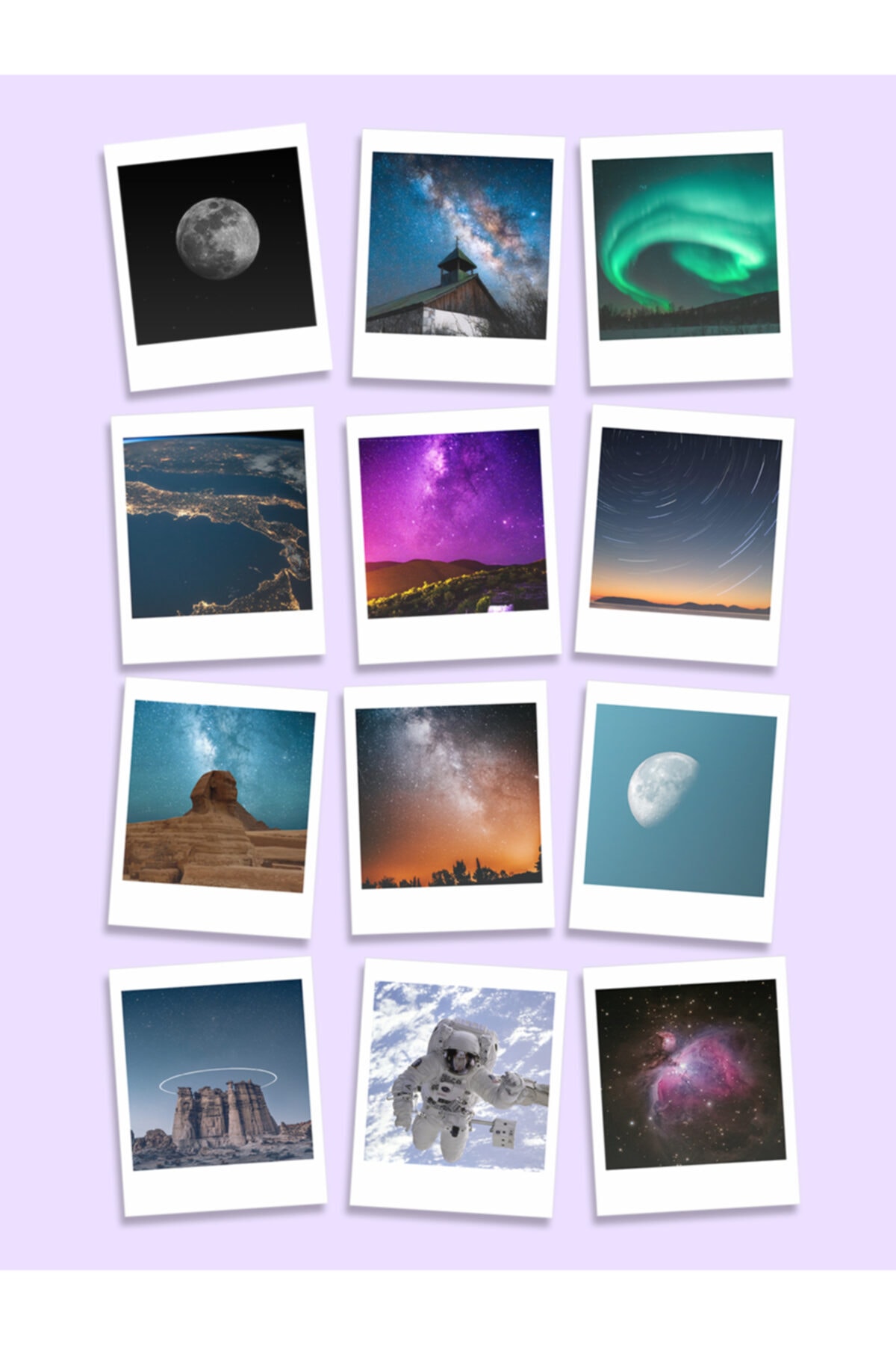 Özer Store Uzay Temalı Dekoratif Pola Kartlar 12'li
