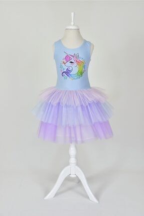 Unicorn Elbise Renkli Etekli Kız Çocuk Kostümü UNC004A