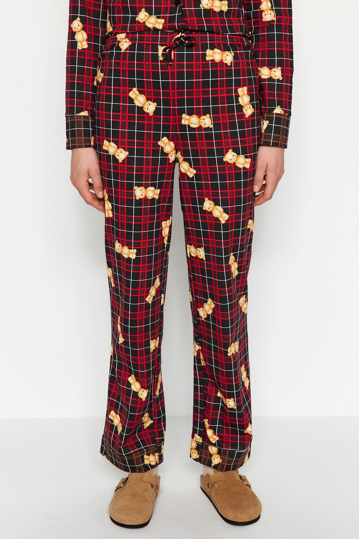 Trendyol Collection-Set pijamale 100% bumbac cu cămașă și pantaloni în carouri - THMAW24PT00104 6