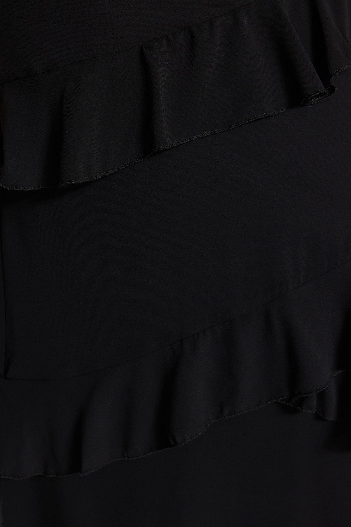 Trendyol Collection-Fustă neagră din șifon midi - Detaliu volantă, țesută, TWOAW24ET00269 5
