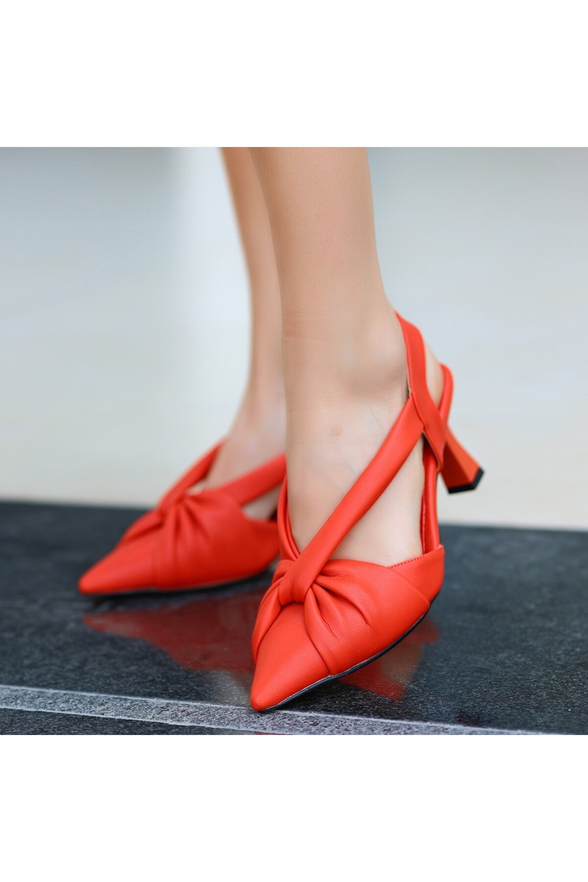 Nandi Kırmızı Cilt Topuklu Ayakkabı