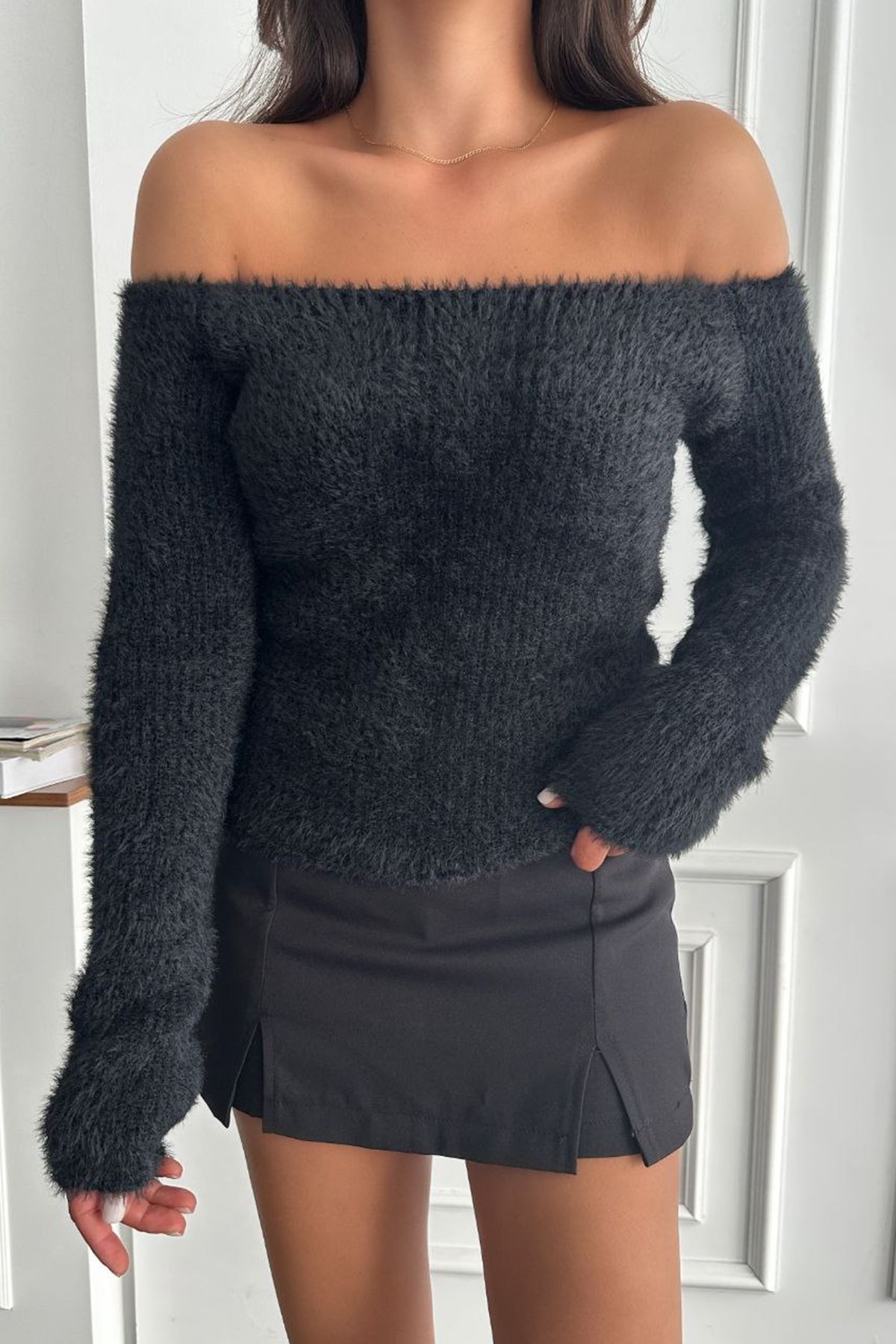 Strapless sweater sale