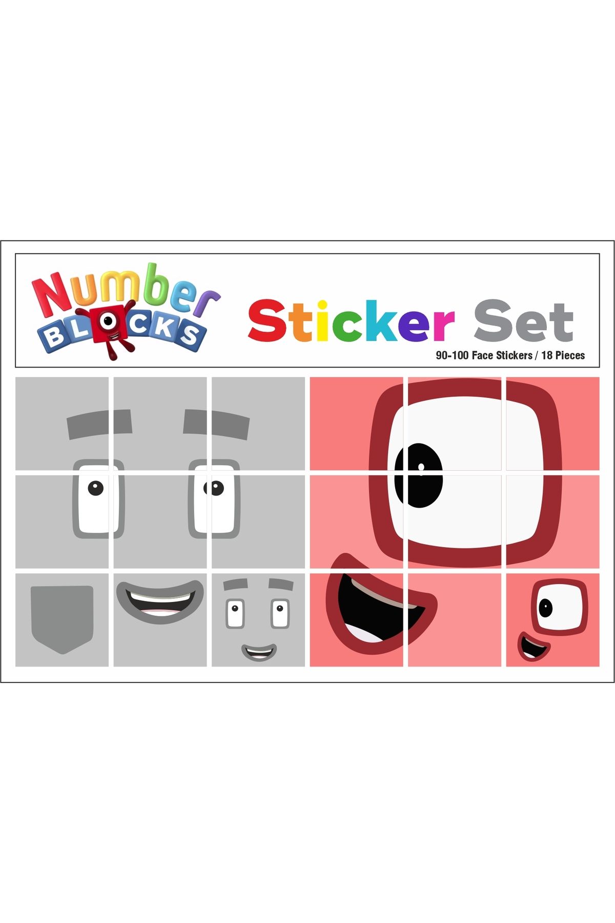 Pass Pano-Number Blocks Math Educational Unit Cube Snapcubes Head Sticker /10-100 Sticker 18 Pcs 7