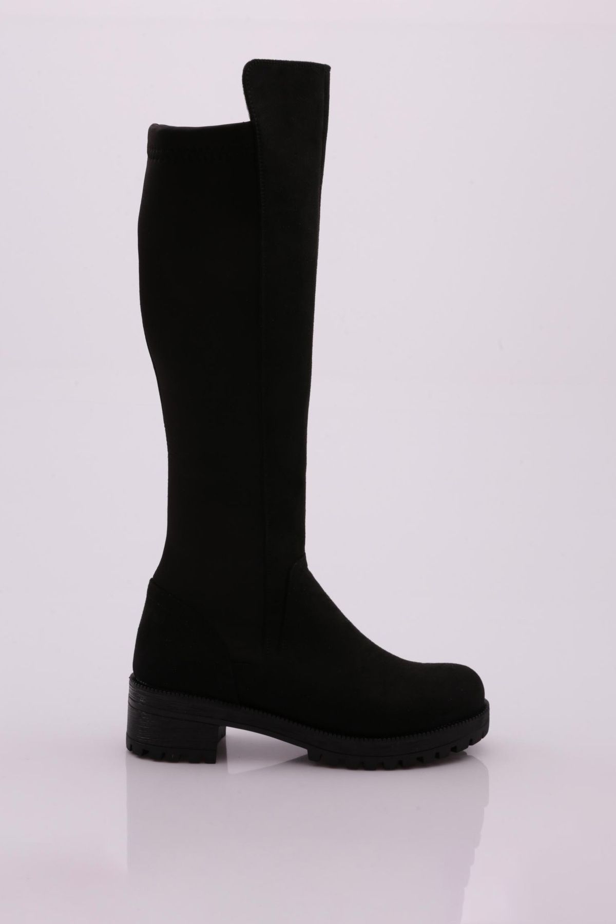 Knee high boots with stretch back hot sale