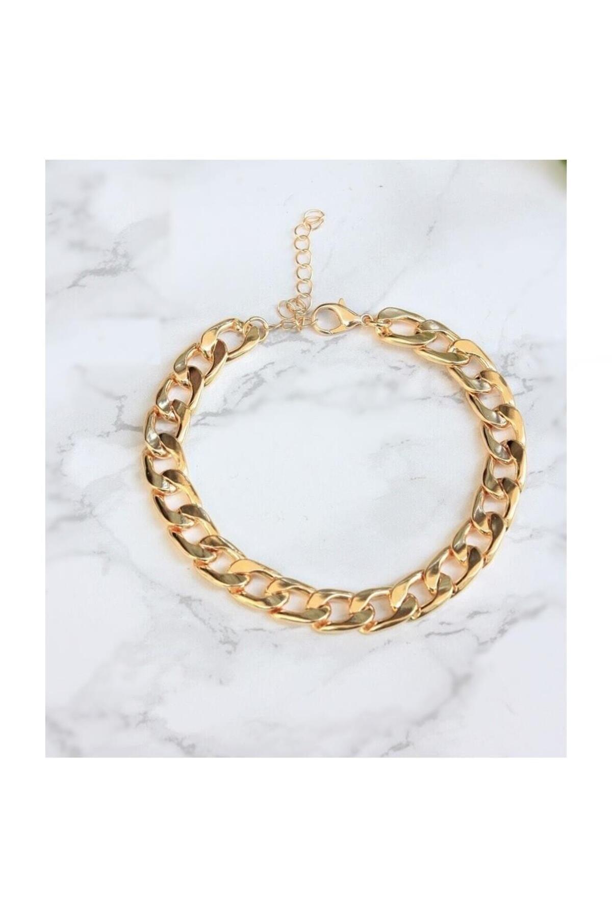 Bijustore Altın Kaplama Kadın Enli Zincir Halhal