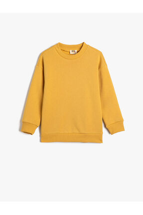 Koton Basic Sweatshirt Uzun Kollu Bisiklet Yaka Şardonlu