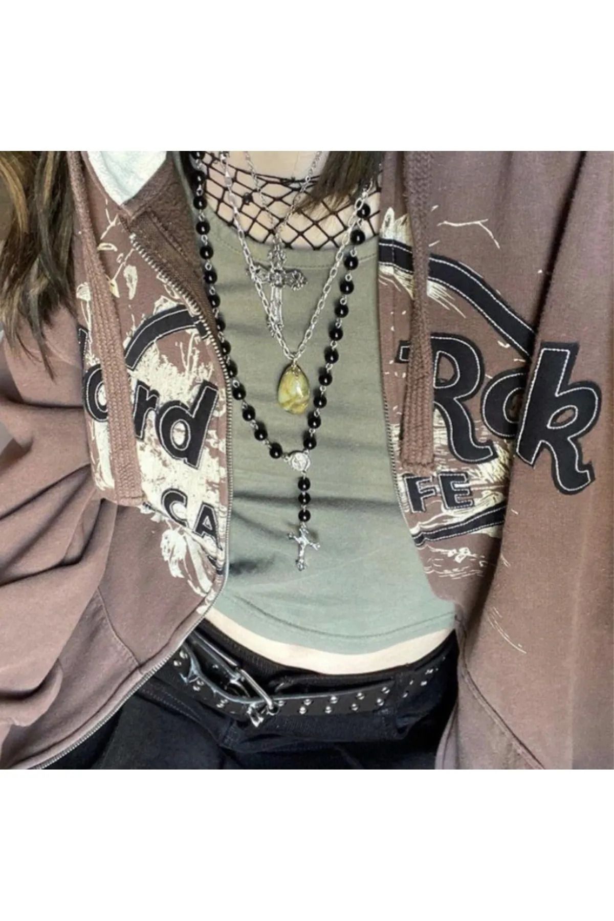 DEEFWEAR-Deefcollection Y2K Hardrock Hooded Zippered Sweatshirt 3