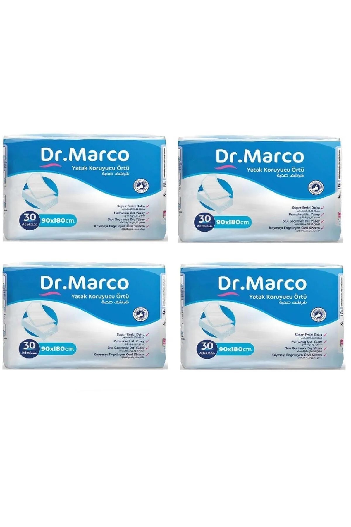 DR.MARCO 90 X 180 Yatak Koruyucu Örtü, Bez Büyük Boy 4lü Set dr. Marco l 120 Adet