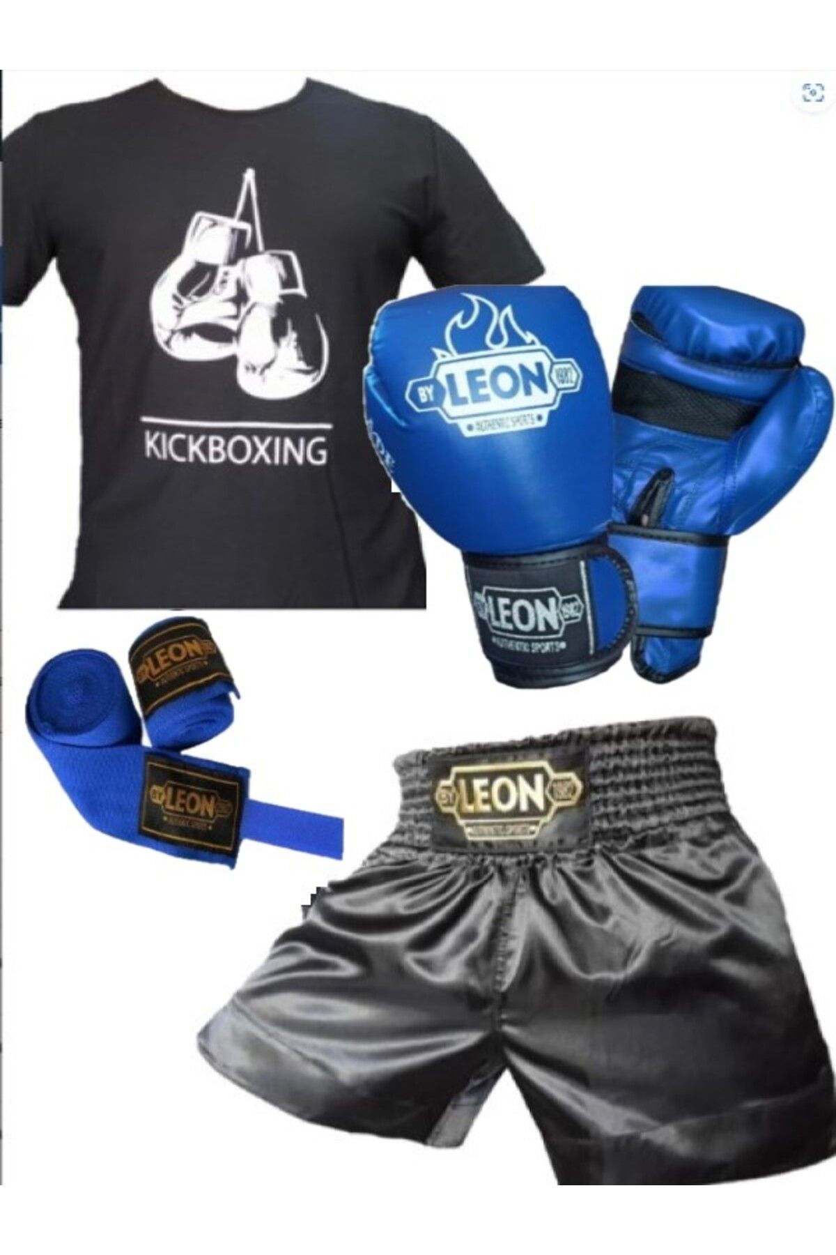 تجهیزات بوکس مشکی Kickboxing ، Boxing Thai Glinden T Shirt شورت 3.5 متر مجموعه باند By Leon 1982