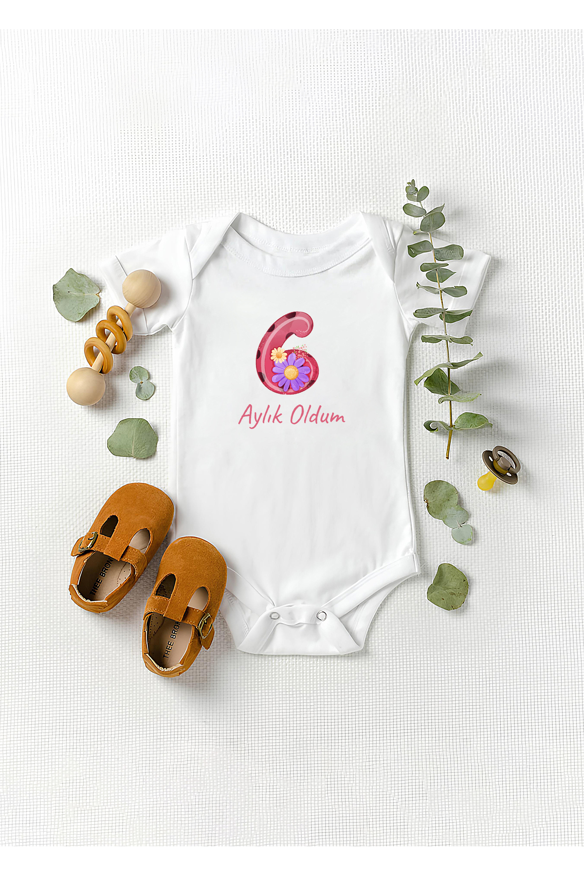 بادی نوزادی پسرانه – دخترانه سفید Lotus Baby | LTSBBY6SAYI اورجینال - تصویر 2