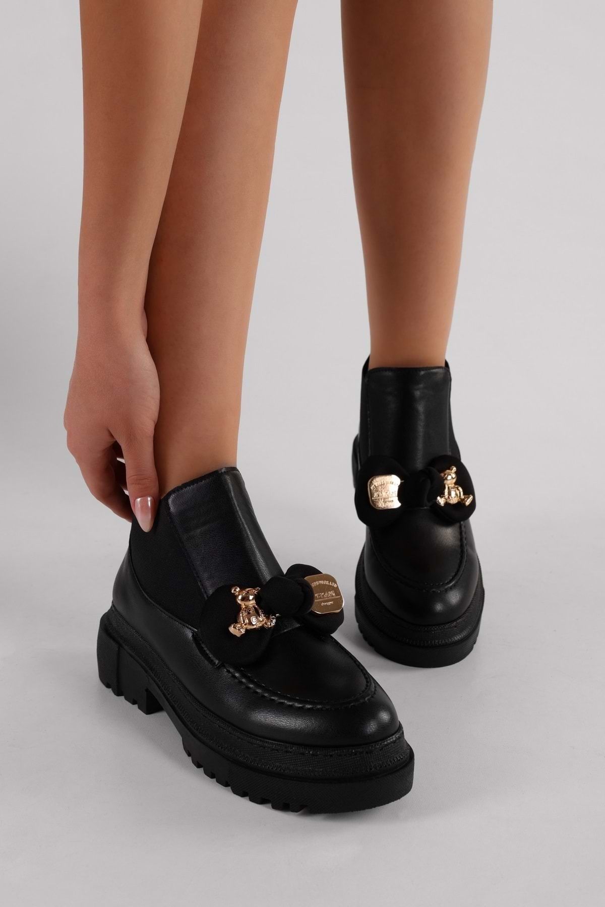 Skin Mottox Black Trendyol Boots Loafer Black Damen - Shoeberry