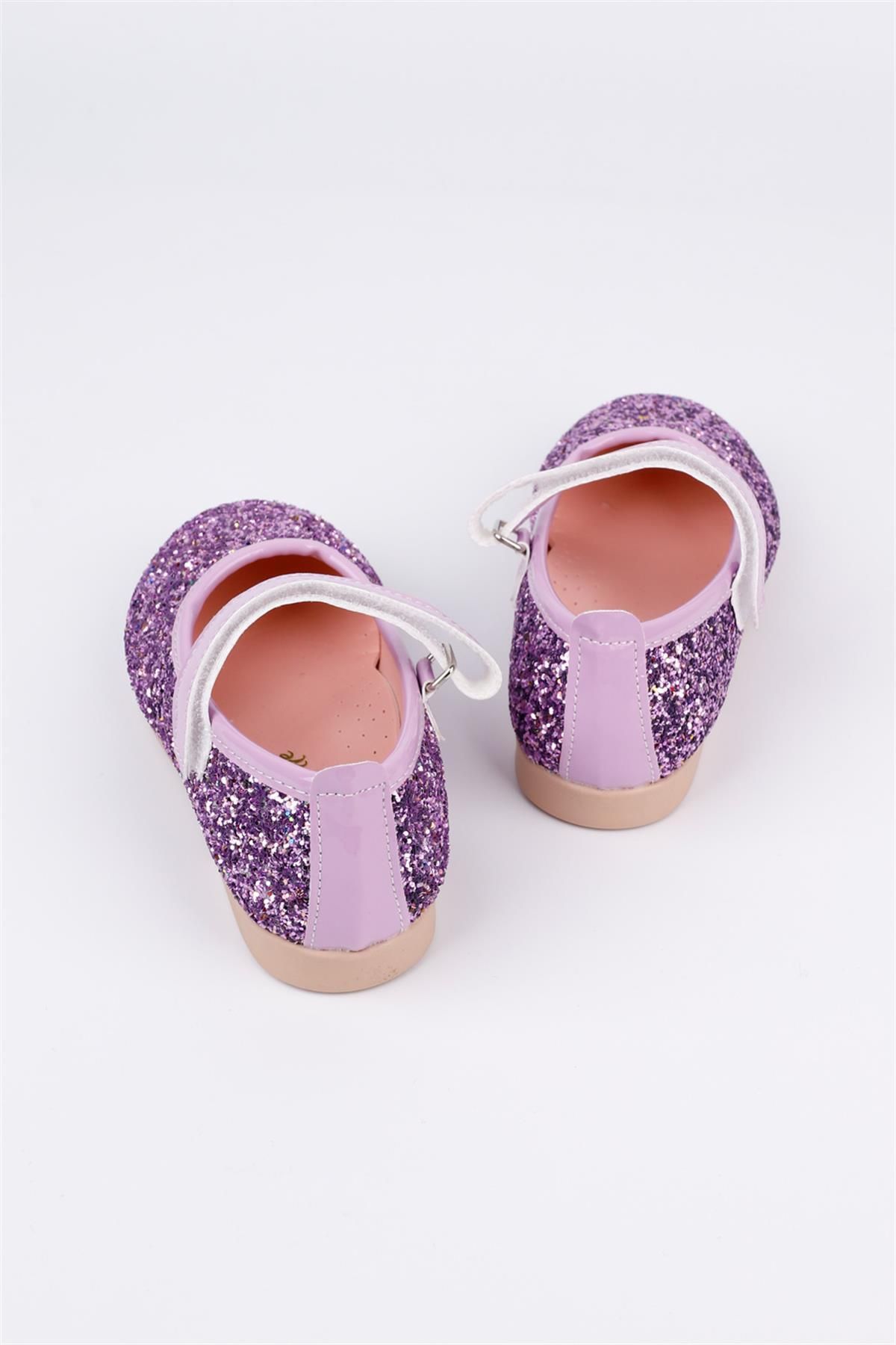 Le Mabelle Lilac Glitter Velcro Girls Shoes