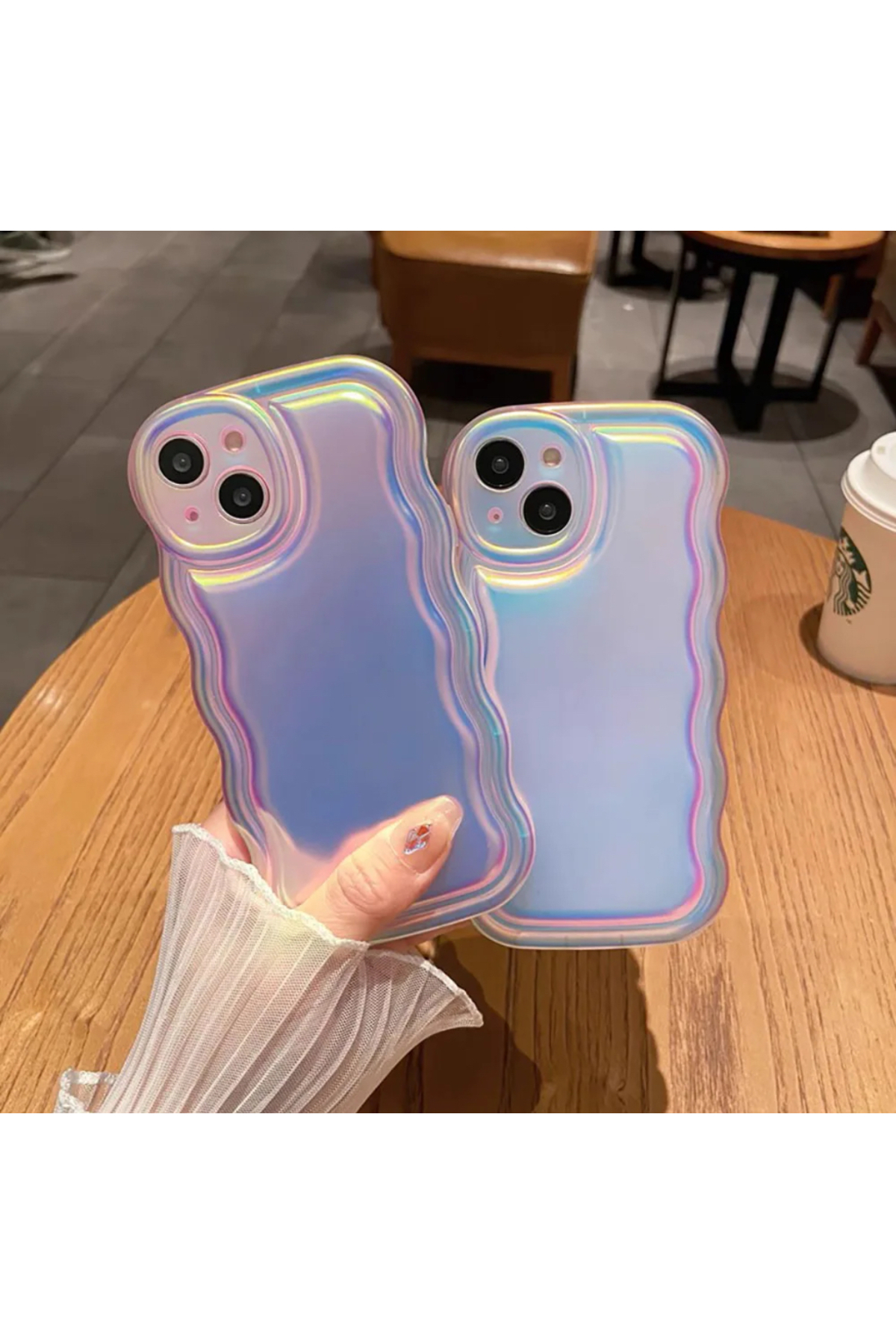 iPhone 13 Hologram Compatible Zigzag Puffer Color Transition Matte Shockproof Silicone Cover