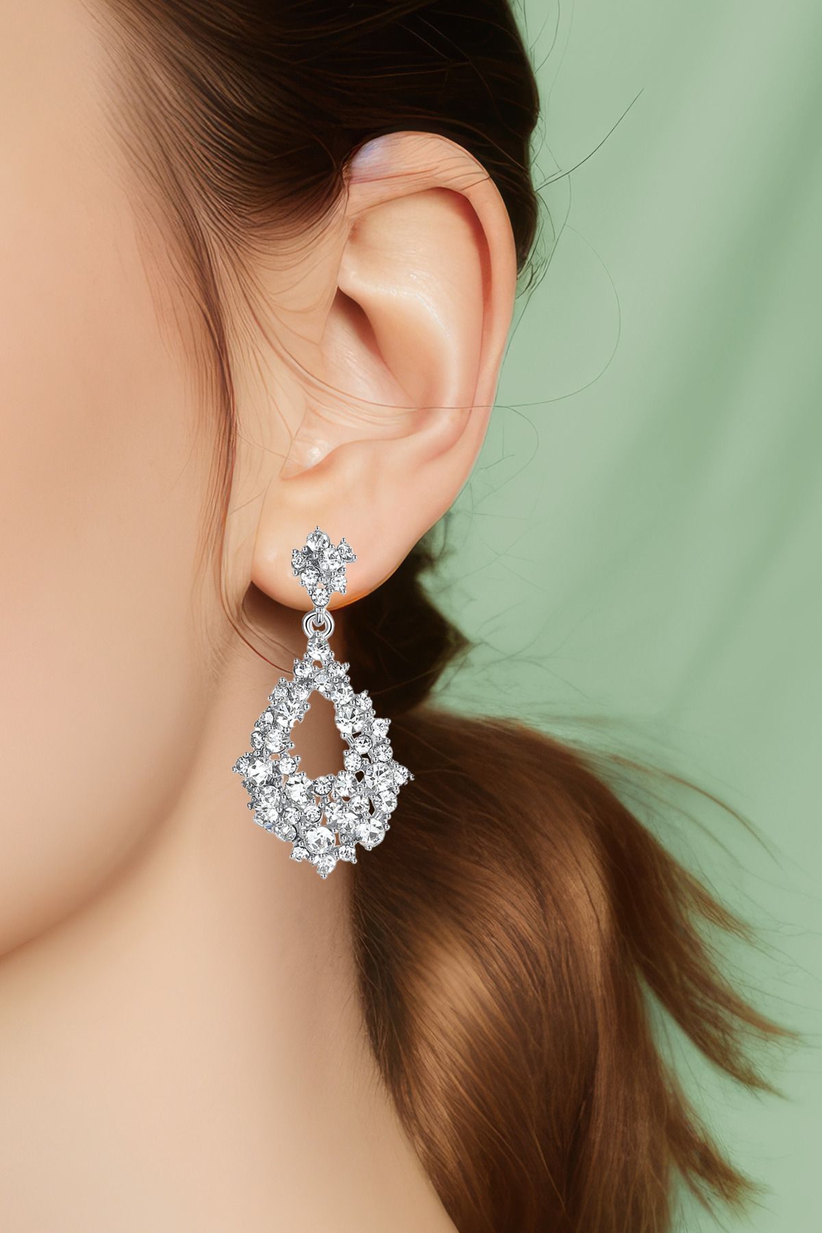 White stone deals dangle earrings