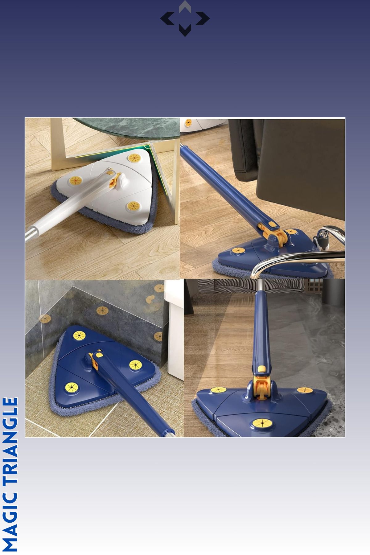 LİGROUND-MAGİC TRIANGLE Magic Triangle 360 Degree Mop Telescopic Mop 100% CLEANING 4