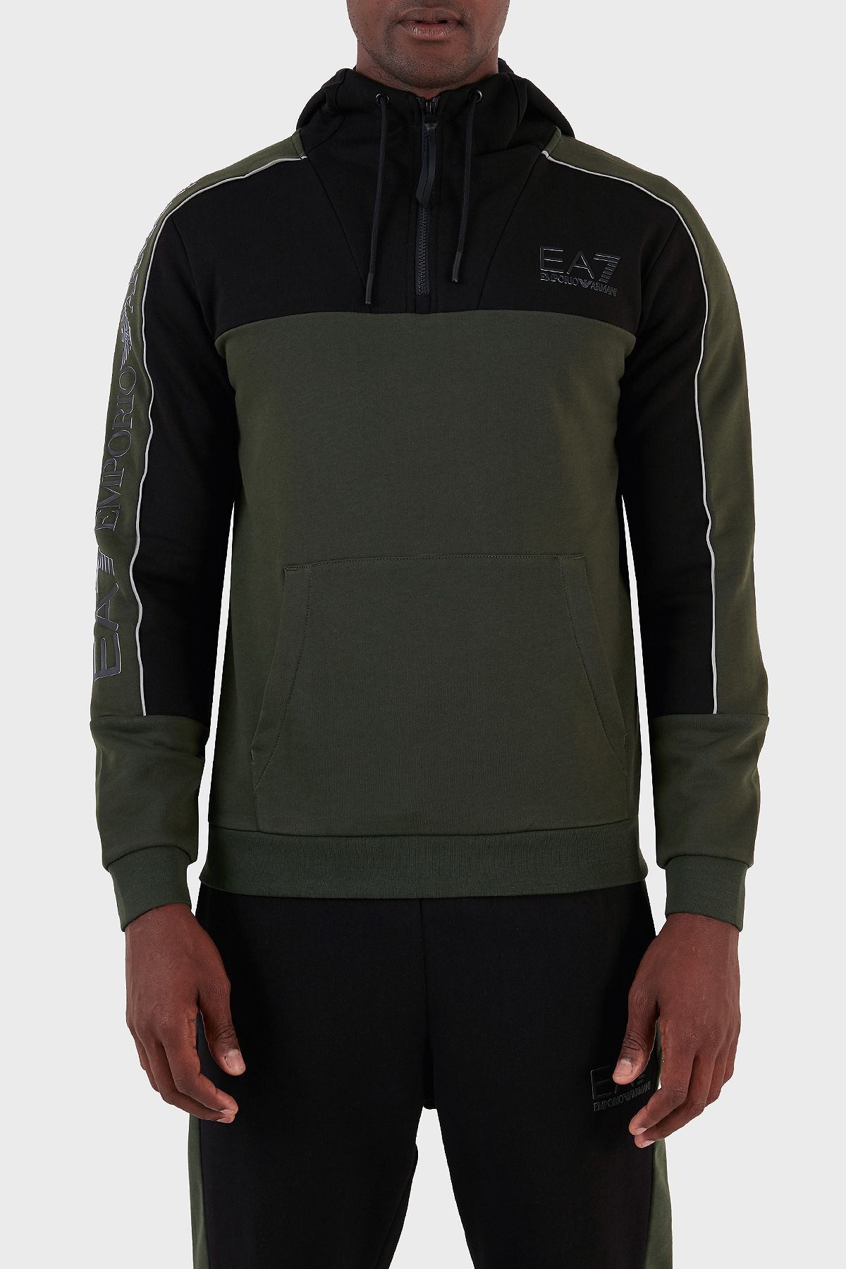 EA7 Хлопковый мужской свитшот с капюшоном стандартной посадки SWEAT 6RPM30 PJ07Z 1845