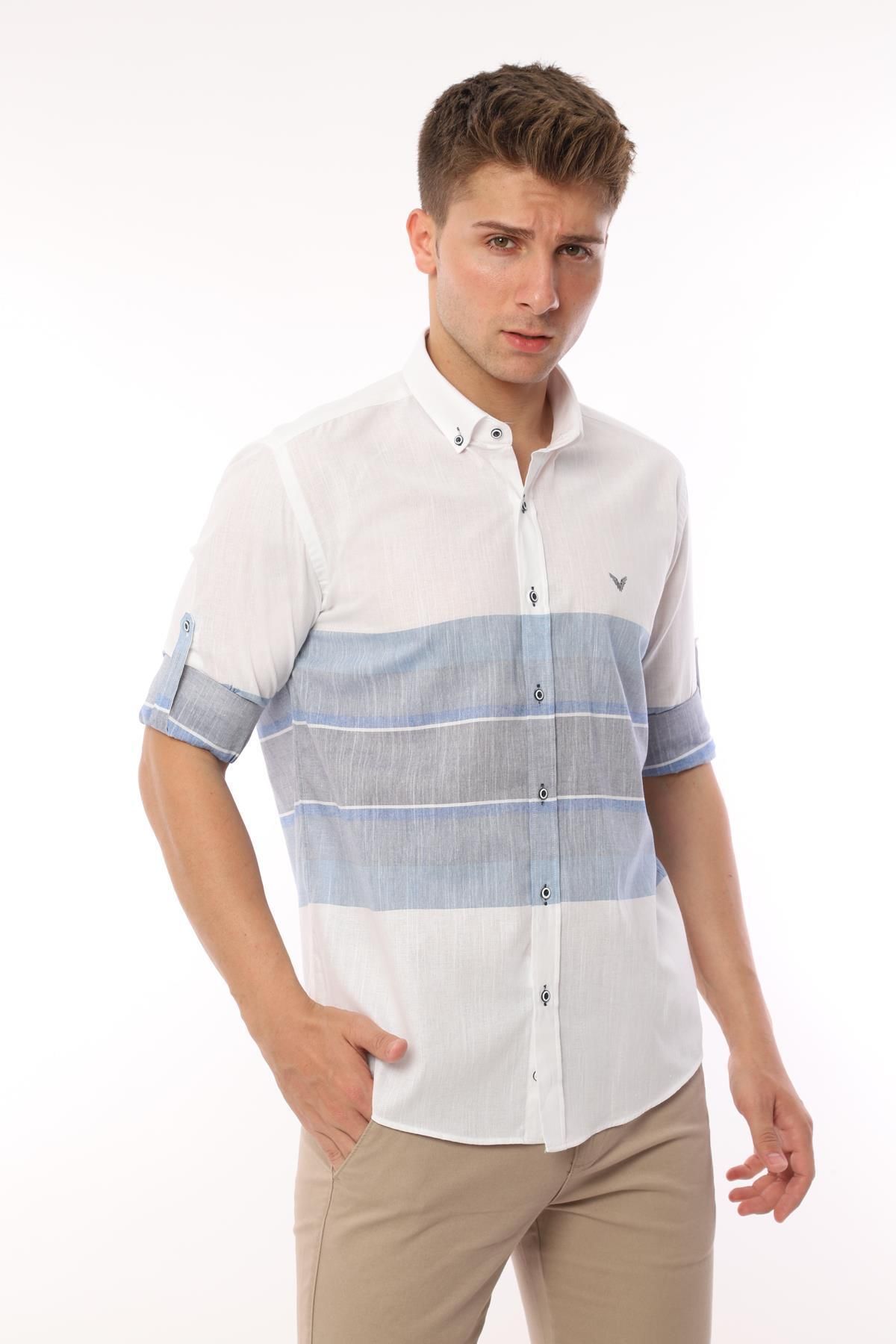 Buy Box fit short sleeved linen shirt - Light feather gray - from
