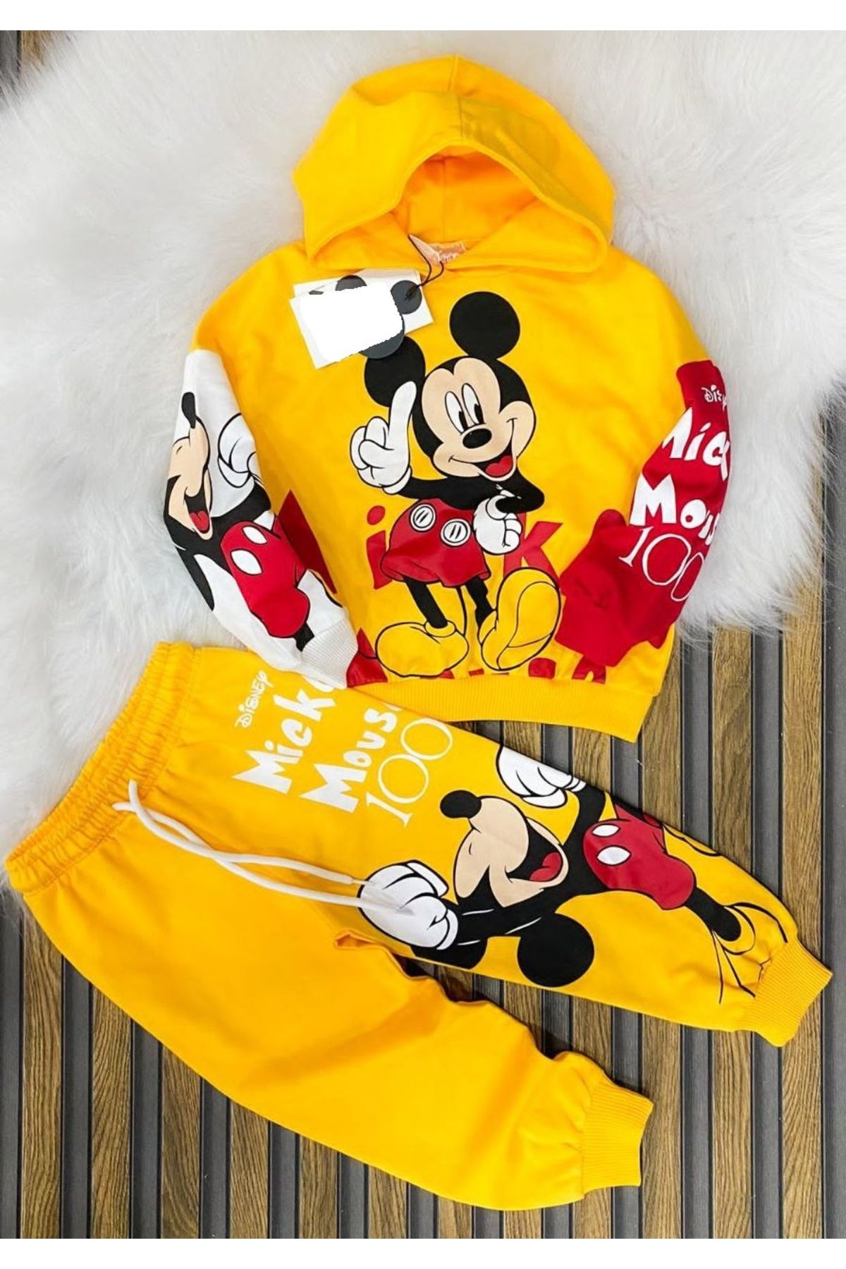 M LANO K DS MICKEY MOUSE HOODED 2 PIECE TRACKSUIT SET Trendyol
