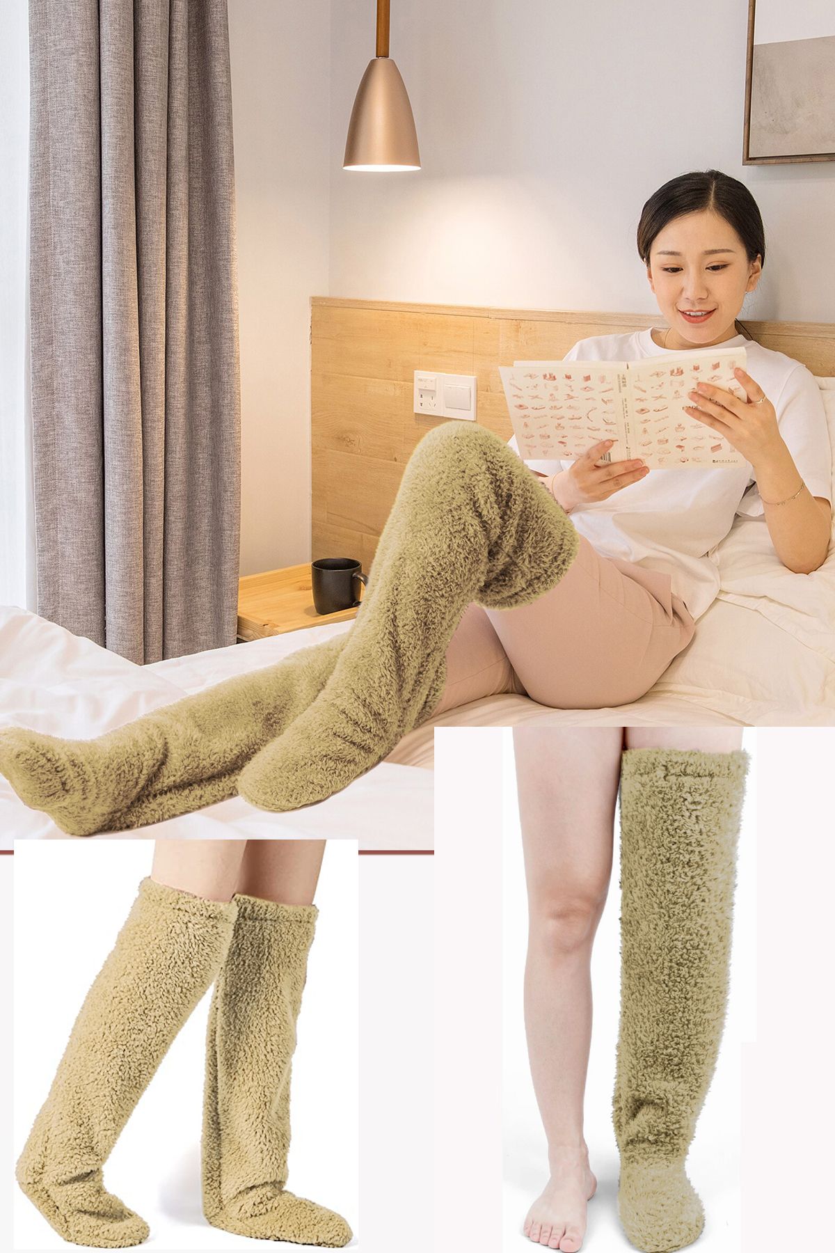 Nurnivus Plush Socks Welsoft Above Knee Room Socks Winter Sleeping