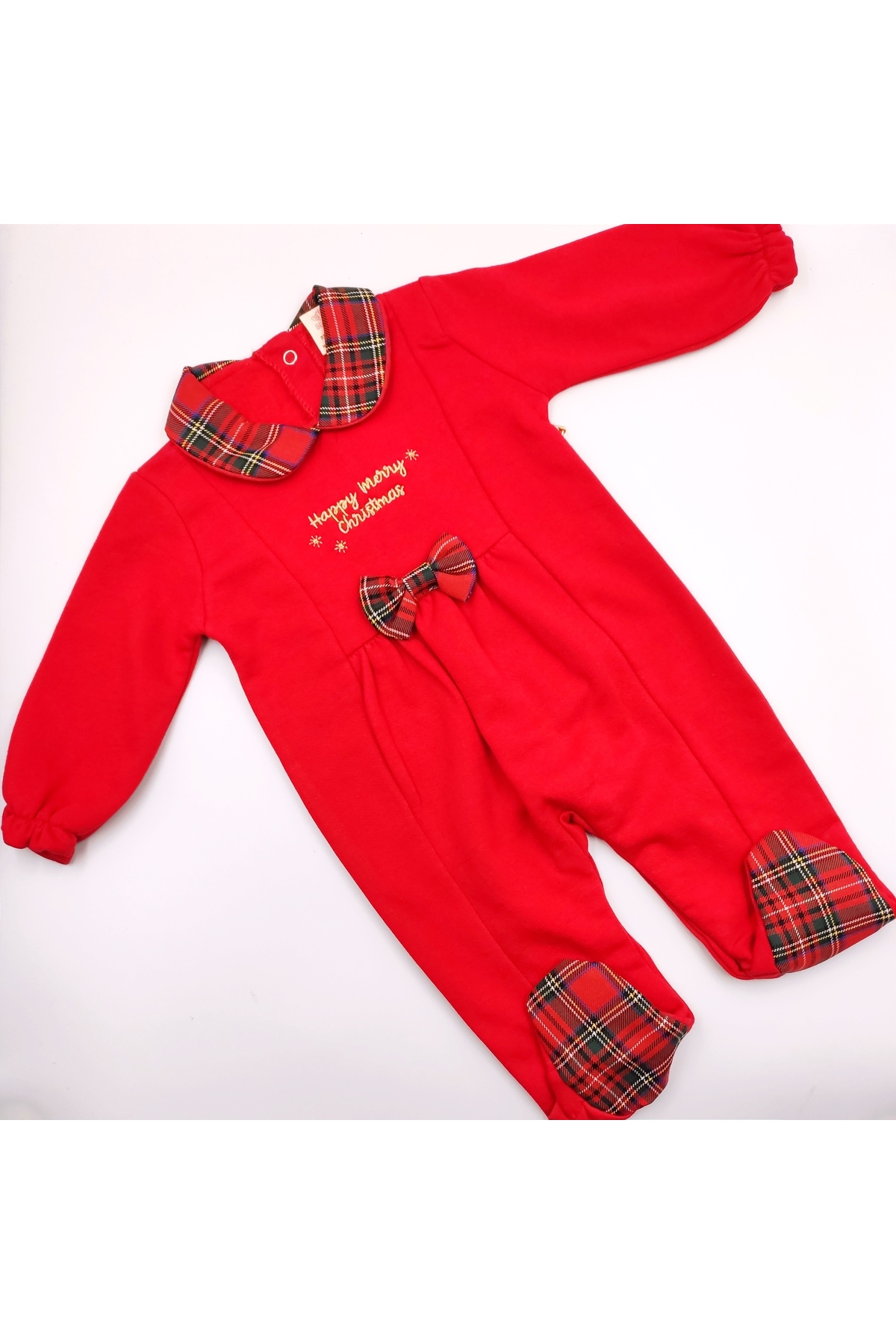 bebekhediyekutusu Kırmızı Yeni Yıl Temalı Bebek Tulumu