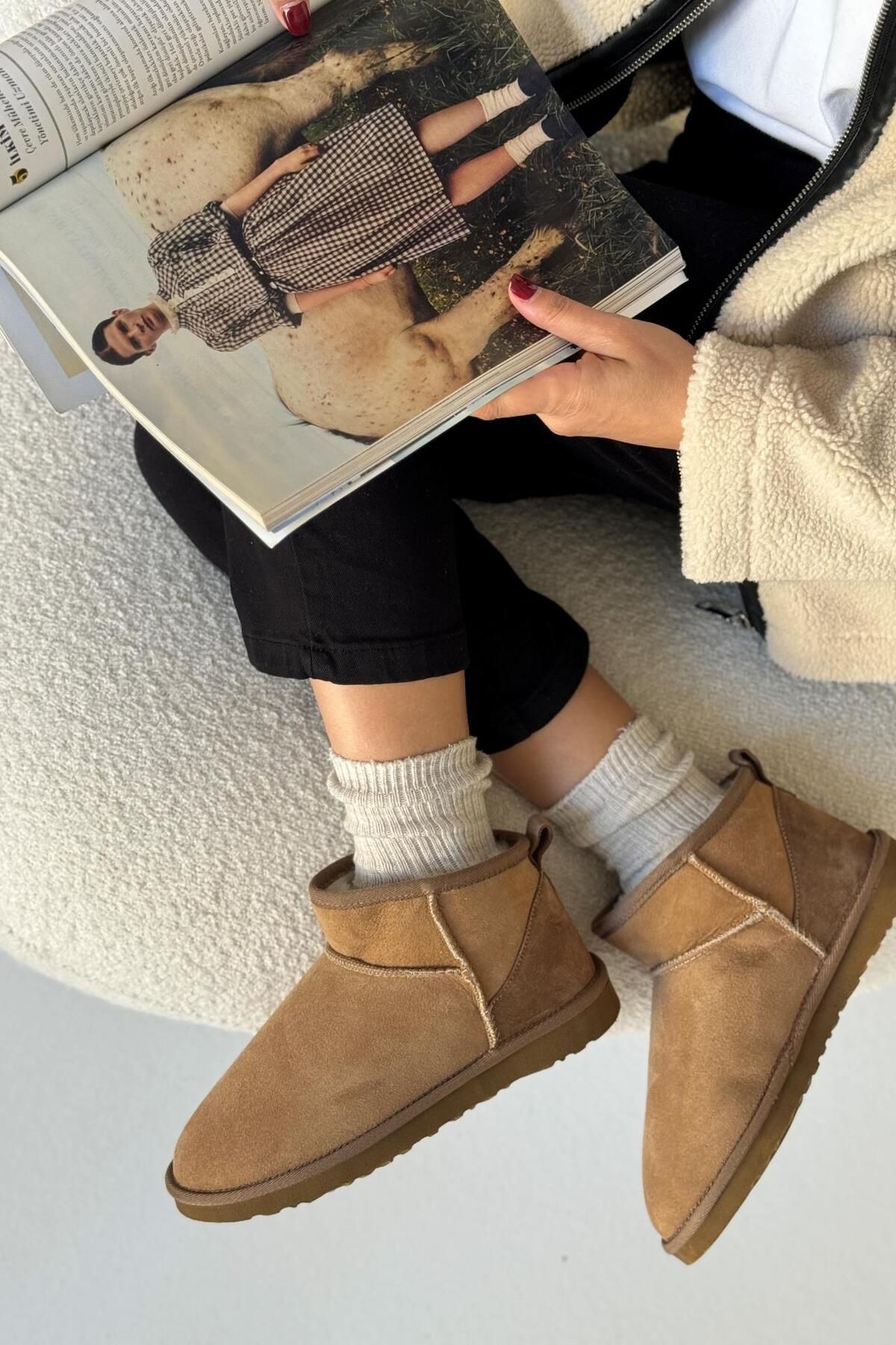 Furry short boots online