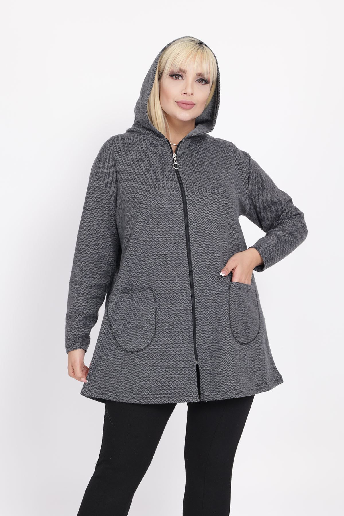 Plus size hooded cardigan outlet with pockets