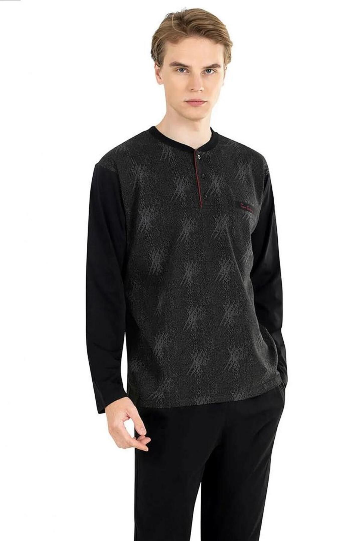 ست پیژامه چند رنگ مردانه ژاکارد CARDIN 6026 Pierre Cardin