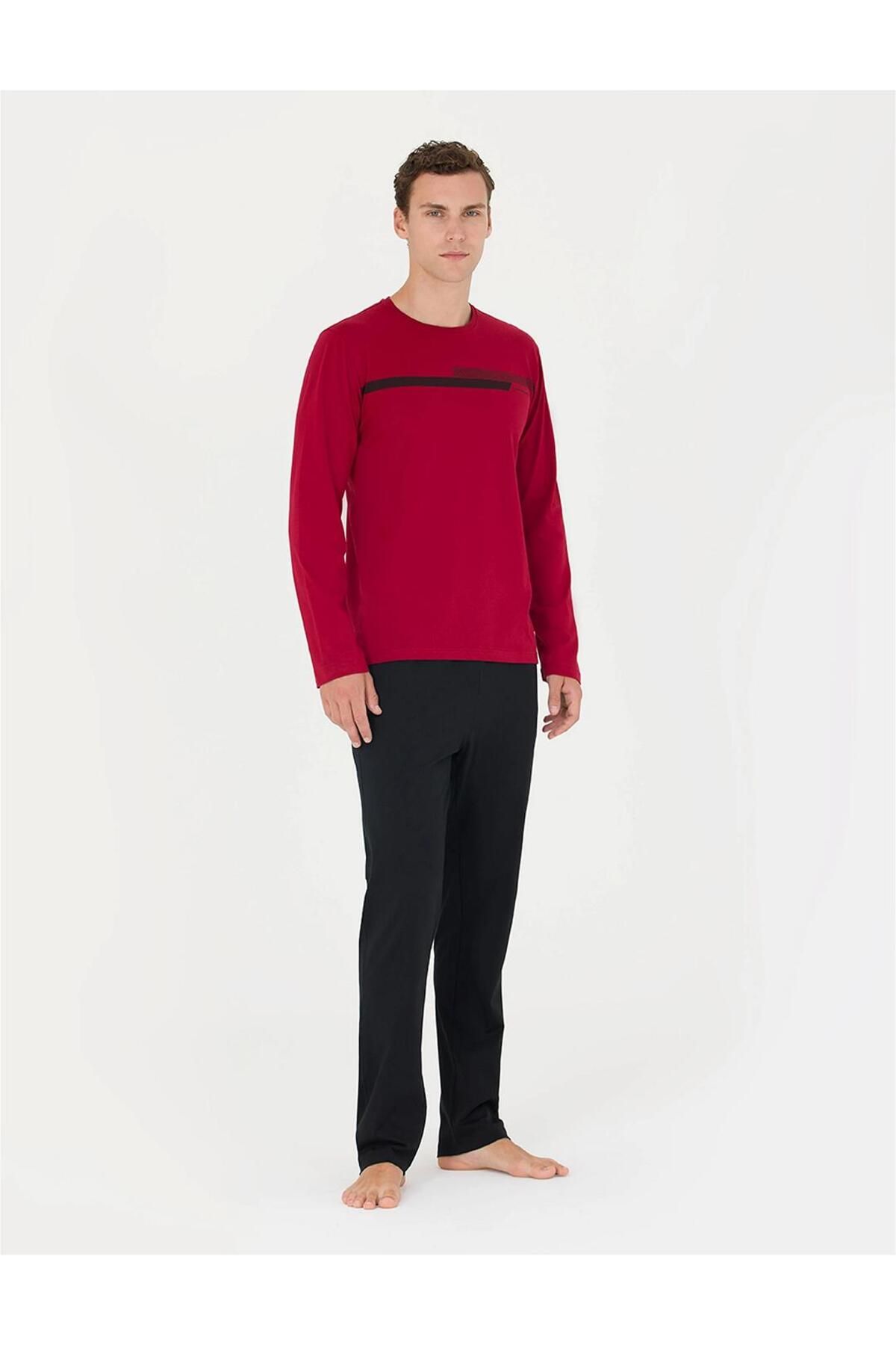 ست پیژامه قرمز مردانه لباس خواب CARDIN 6036 Pierre Cardin