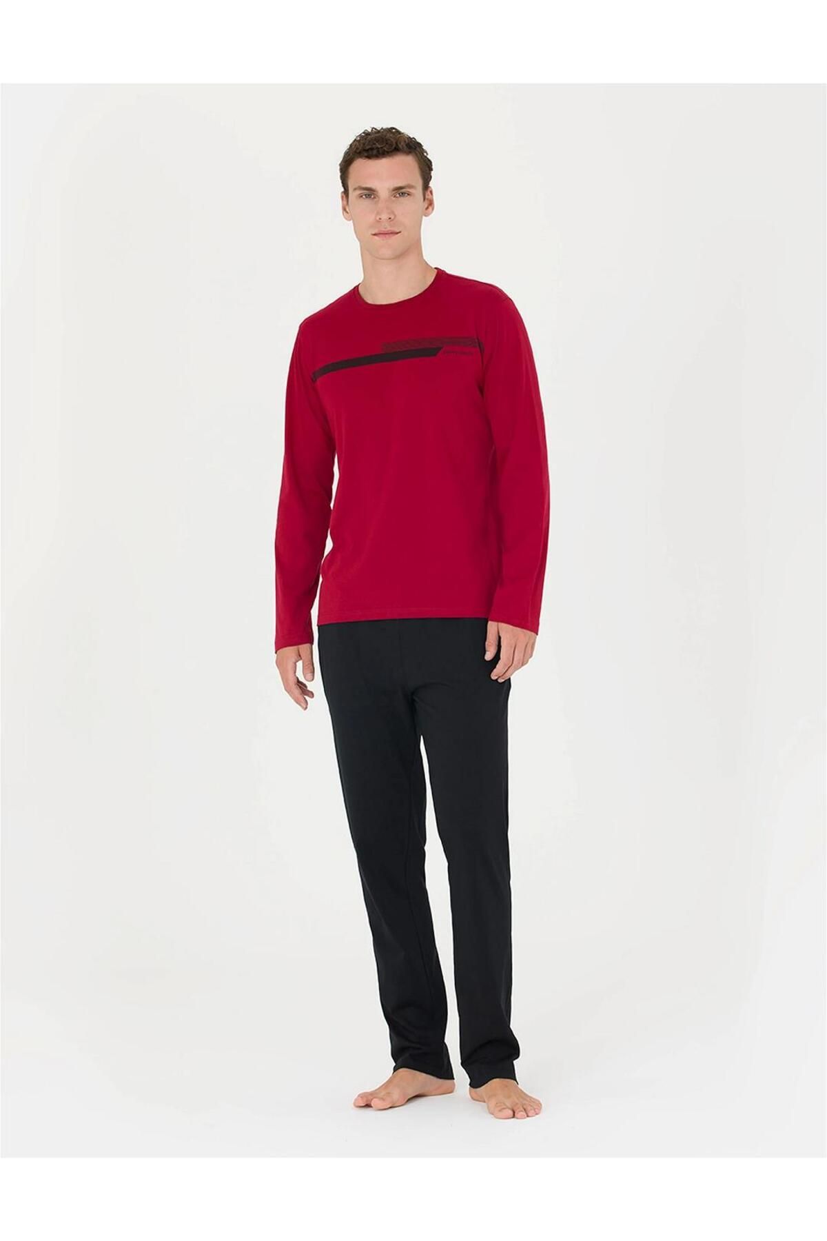 ست پیژامه قرمز مردانه لباس خواب CARDIN 6036 Pierre Cardin