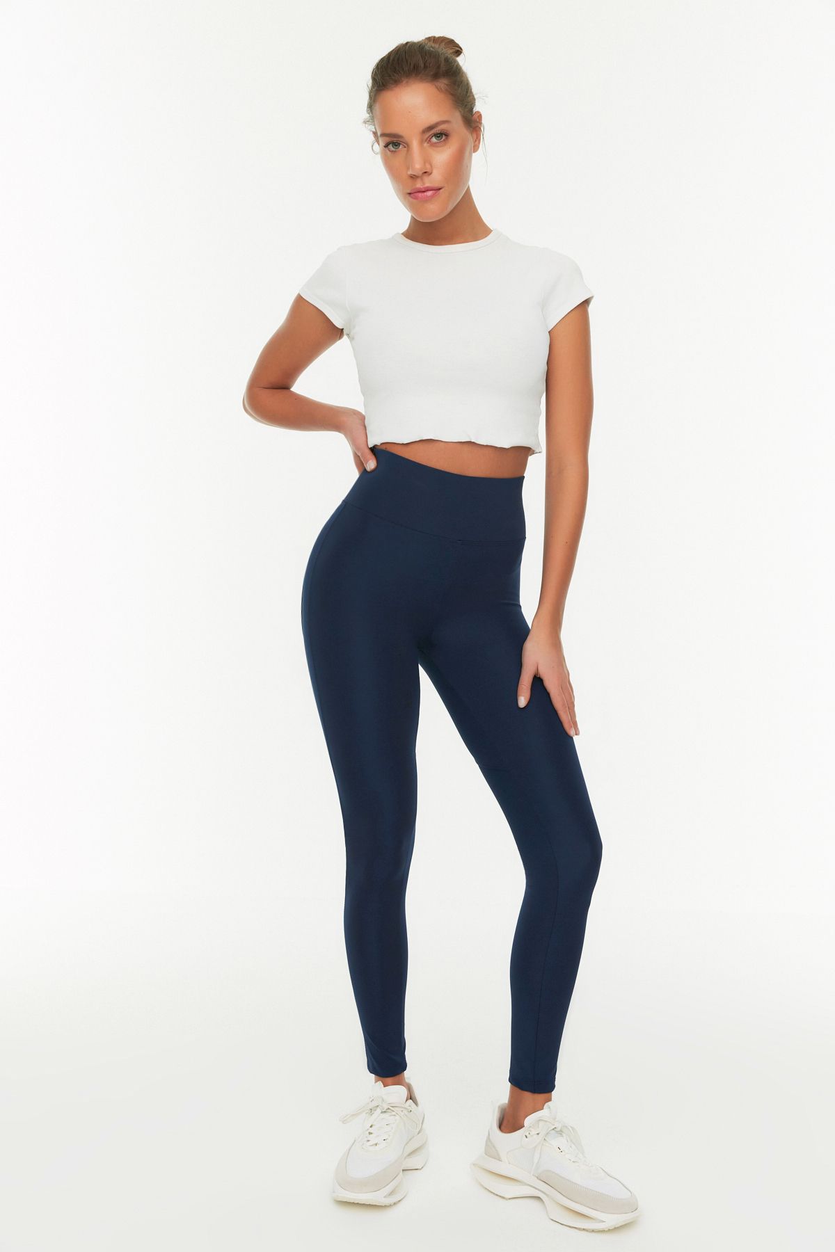 Trendyol Collection-Navy Blue Push-Up Featured Full Length Knitted Sports Leggings TWOAW21TA0030 3