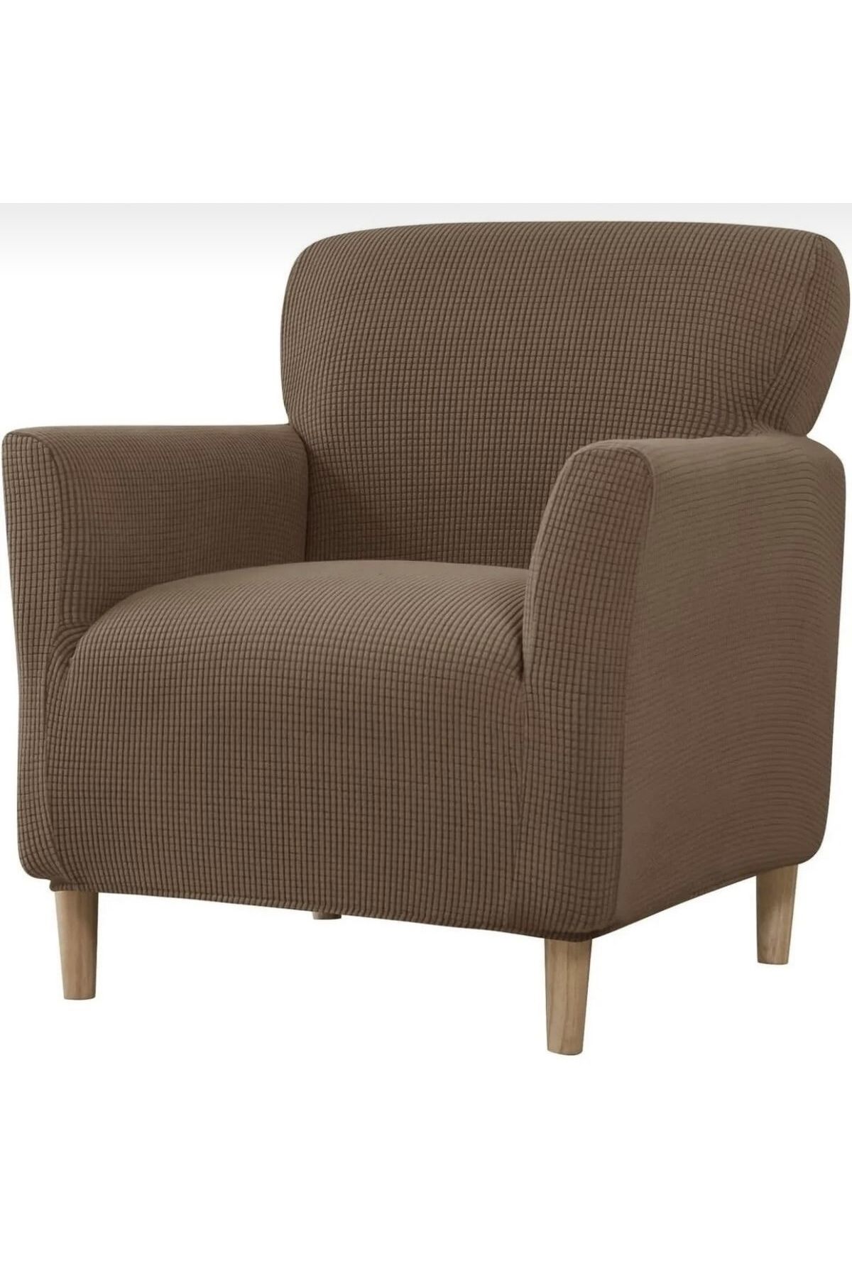 uzhanem-Lycra Fabric - Square Patterned Armchair Single Sofa Cover 3