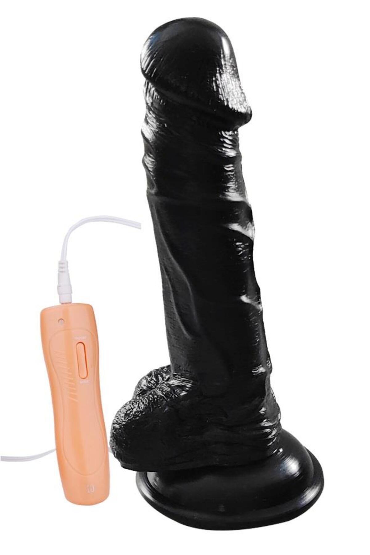 Ultra Gerçekçi Ten Dokusu 20 Cm 10 Farklı Titreşim Vantuzlu Süper Realistik Siyah Penis Dildo