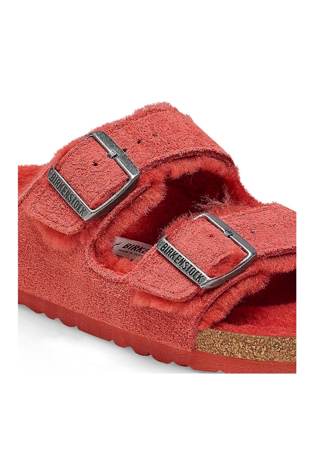 دمپایی بیرکن استاک مردانه چرم مصنوعی قرمز  راسته      لباس خانگی | Birkenstock 1025710 - تصویر 6