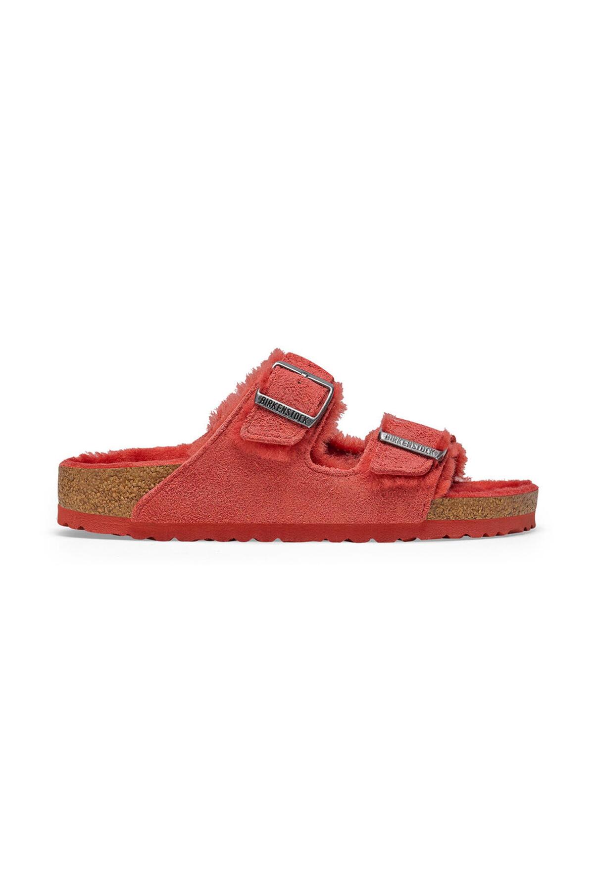 دمپایی بیرکن استاک مردانه چرم مصنوعی قرمز  راسته      لباس خانگی | Birkenstock 1025710 - تصویر 5