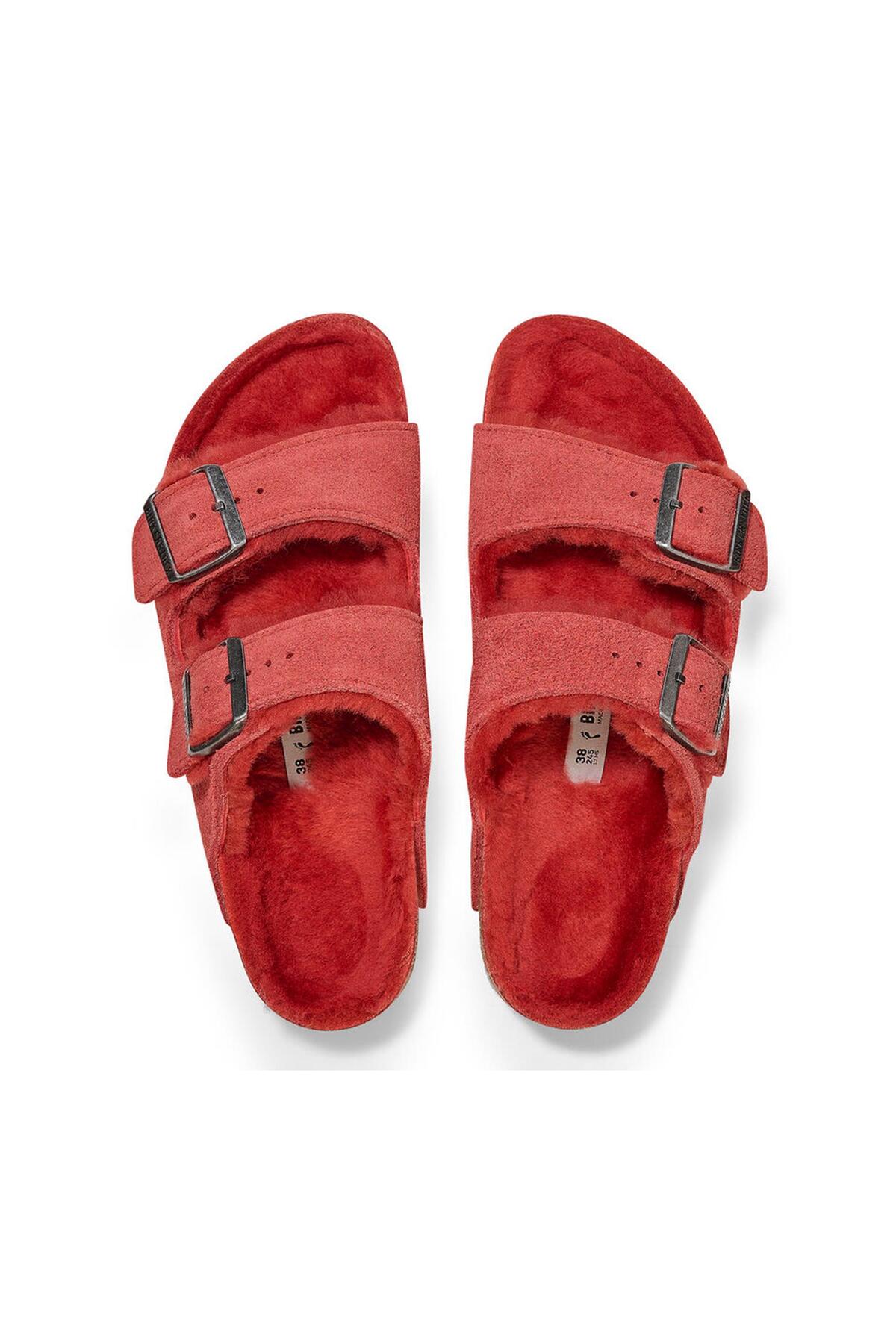 دمپایی بیرکن استاک مردانه چرم مصنوعی قرمز  راسته      لباس خانگی | Birkenstock 1025710 - تصویر 3