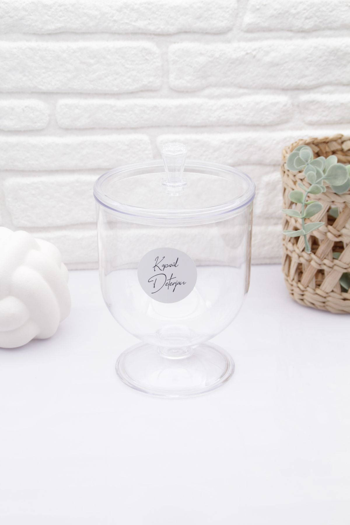 zezedesing-Decorative Multi-Purpose Transparent Jar 1350 Ml - Capsule Detergent (ROUND LABEL) 1