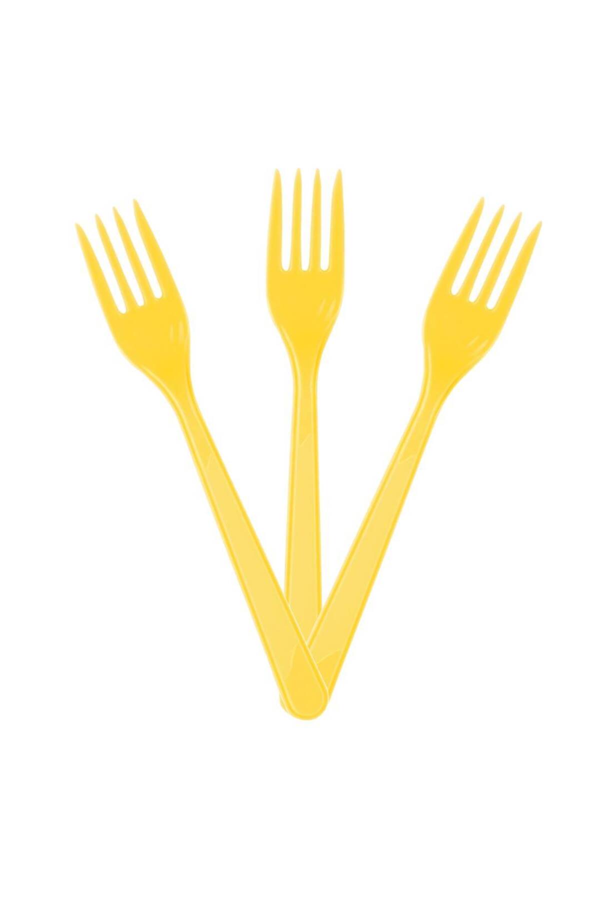 partideyince Plastik Çatal Sarı 25'li