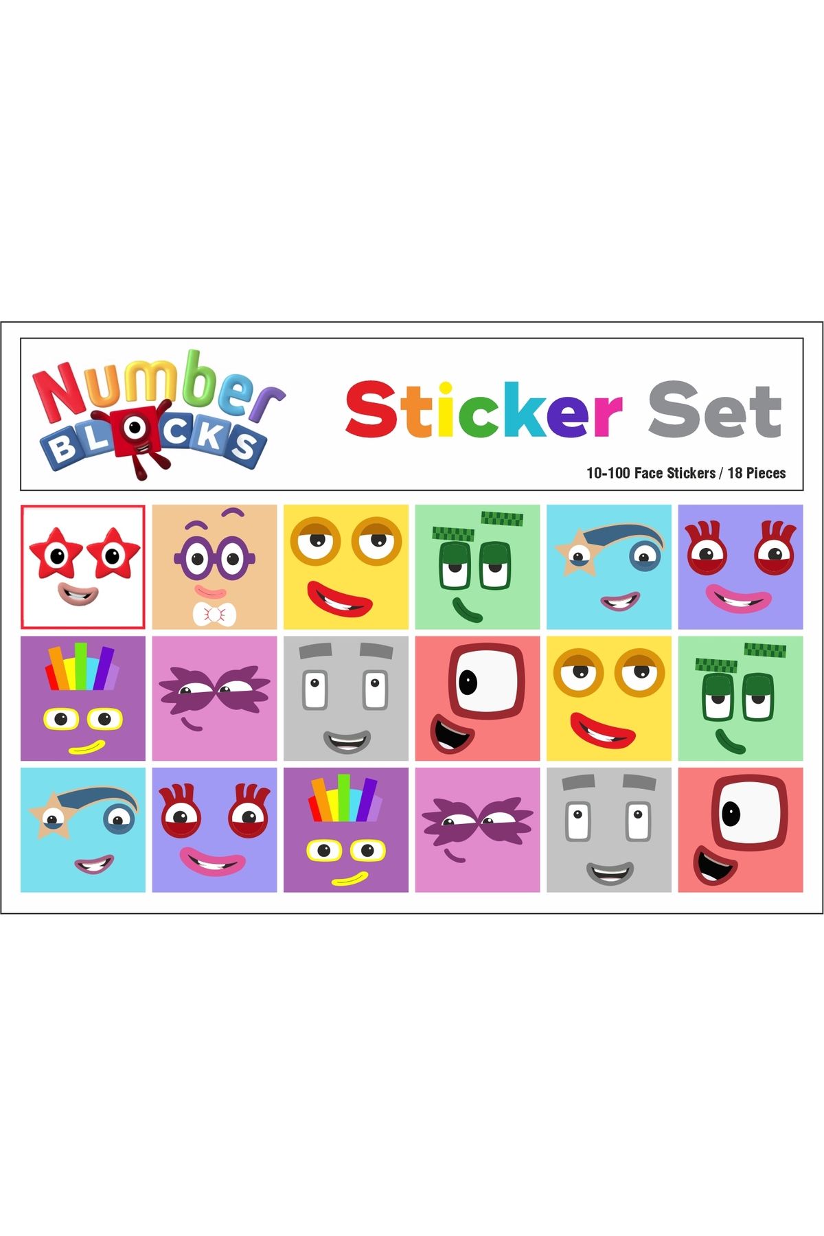 Pass Pano-Number Blocks Math Educational Unit Cube Snapcubes Head Sticker /10-100 Sticker 18 Pcs 2