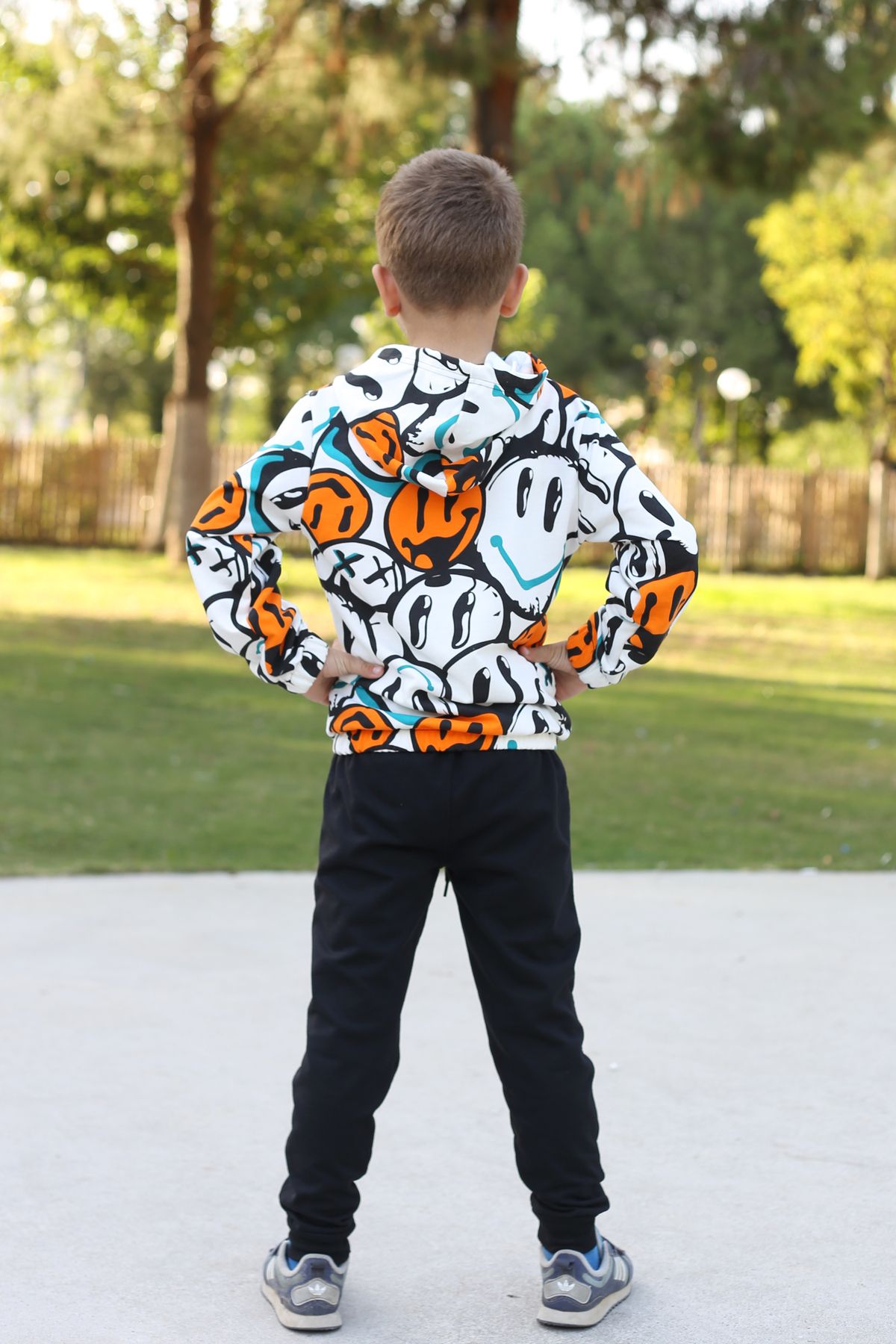 han elegant Full patterned hooded boy tracksuit set for ages 7 14