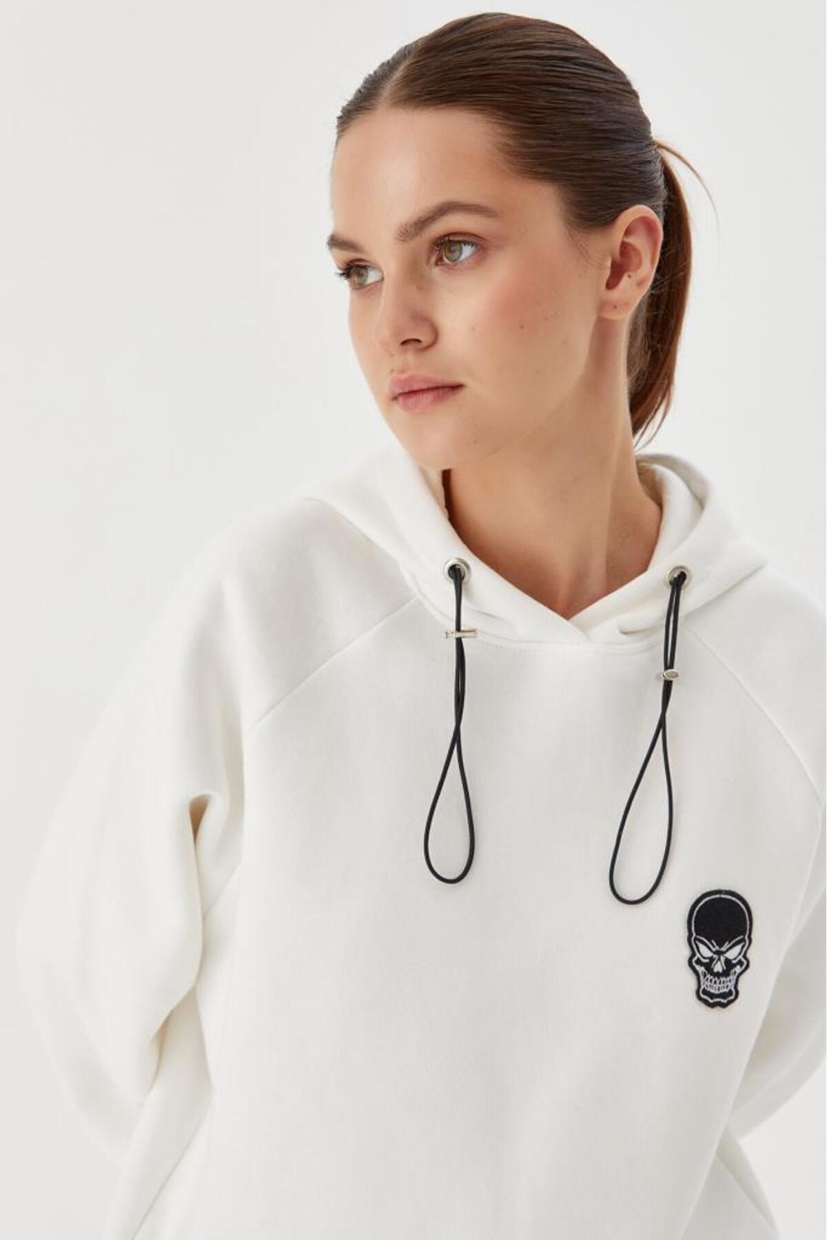 No Fear-Women's White Oversize Hooded Sweatshirt - 72478 3